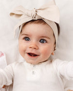 Load image into Gallery viewer, Linen Bow Headband Wrap
